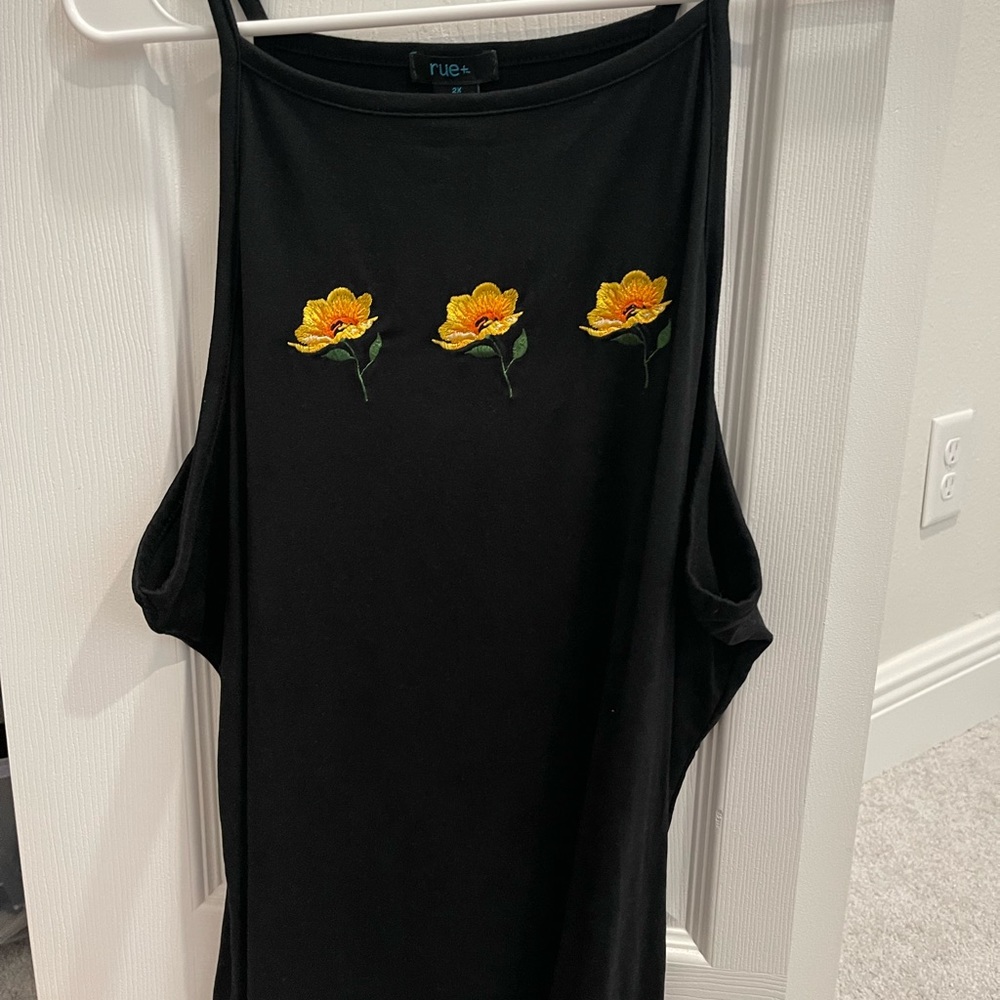 Black Tank with flowers
